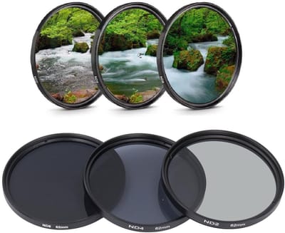 Dailygoods- Cameralensfilter ND-filterset - ND2/ND4/ND8 - HD Meerlaagse Coating - Anti-verstrooid Licht - Anti-kras Optisch Glas - 62 mm