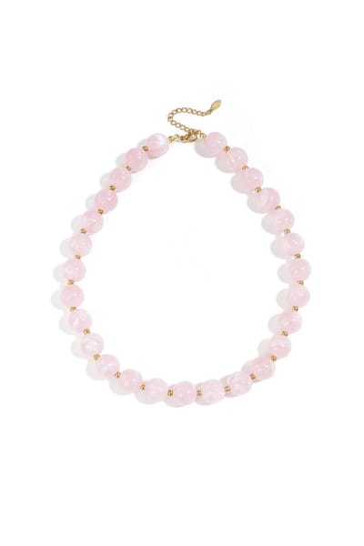 Honey Bead Ketting | RVS & Acryl | Kralen Ketting | Pastel Roze | Beste Cadeau voor haar