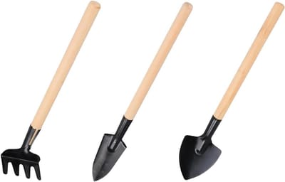 Kleine tuingereedschappen - 3-delige mini tuingereedschapset, met kleine schop, mini schop en handhark - binnentuinierset, geschikt voor vetplanten, bonsai en potplanten, stijl 2-Stijl 1