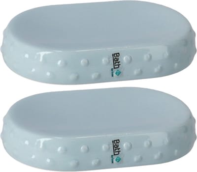 Set van 2x stuks zeephouders/zeepbakjes blauw keramiek 15 cm - Toilet/badkamer accessoires