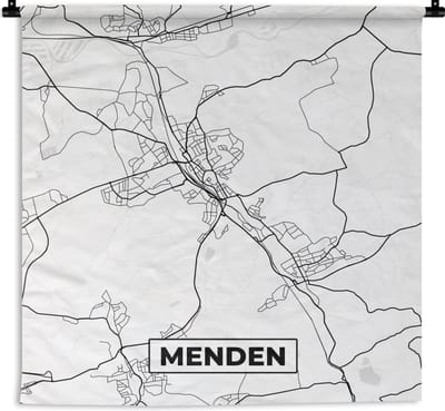 Wandkleed - Wanddoek - Menden - Stadskaart - Plattegrond - Kaart - 180x180 cm - Wandtapijt