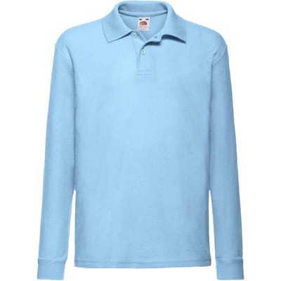 Fruit of the Loom Kinderen/Kinderen Lange Mouw Pique Polo Shirt (Hemelsblauw)