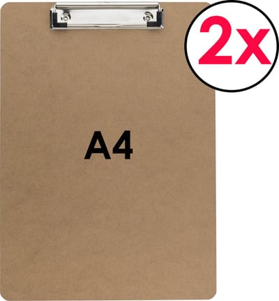 2 Klemborden A4 - Hout - Klembord A4 - Klemborden - Clipboard - Set van 2