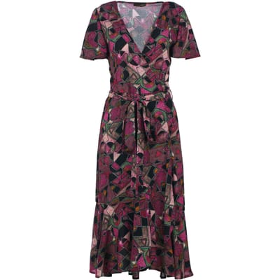 Geometrische allure viscose midi-jurk
