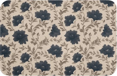 WC mat 60x40 cm - Antislip - Motief - Bloemen - Zwart - Beige - Toiletmat - Vloermat - Douchemat - Toilet tapijt - Toiletmatten