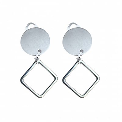 Clip oorbellen- open- ruit -zilverkleur- geen gaatje- Charme Bijoux
