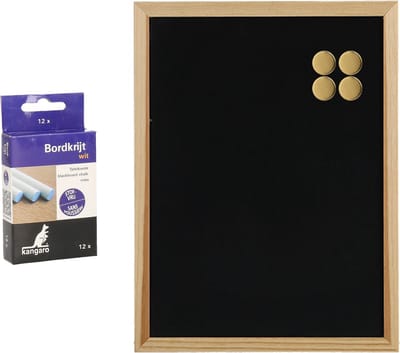 Zeller Krijtbord met magneten - 12x krijtjes - 4x sterke magneten - 30 x 40 cm