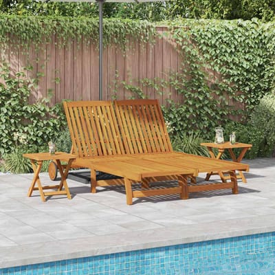 vidaXL - Ligstoel - Bruin - Massief - Acacia - Hout