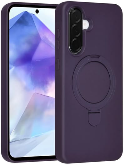 Backcover Hoesje Geschikt voor: Samsung Galaxy A56 Volledig Dekkende Schokbestendige Siliconen Backcover met Ringstandaard – 360° Bescherming - Grape Purple