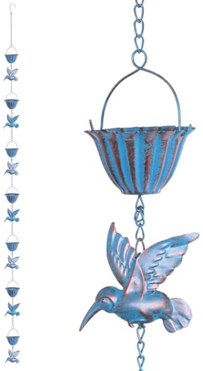 Verstelbare Regenketting voor Tuin en Buiten, Dakgootdecoratie met Imitatie Waterlelie en S-haken