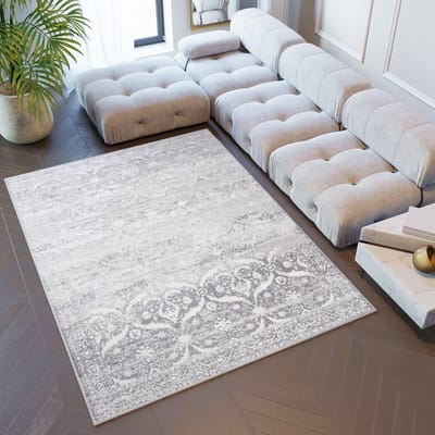 Tapiso Sky Vloerkleed Grijs Bloemen Woonkamer Tapijt Maat - 80x150