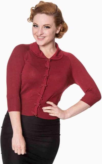 Dancing Days - April Cardigan - S - Bordeaux rood