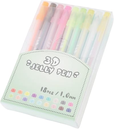 Dailygoods- Gel Inktpennen 18 Stuks - 3D Jelly Set - Levendige Kleuren - Soepele Schrijfervaring - Handig Clipontwerp - Voor Kunst en Journaling - Tekenpennen
