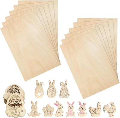 12 Stuks Lijmplaat 200 x 100 x 2mm, Dun Hout voor DIY Modelbouw, Schilderen en Handwerk