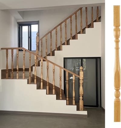 Houten Trapleuning - Stevige Houten Stang - Veilig Traplopen - Massief Hout - 85cm en 95cm - Natuurlijk Hout