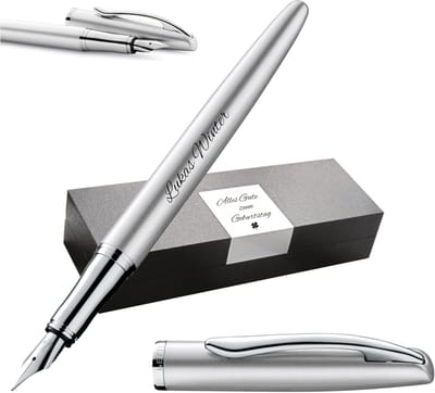 Elegante Vulpen - Schrijfgerei Metaal - Dagelijks Schrijven - Gravure Mogelijk - Medium Punt - Zilver