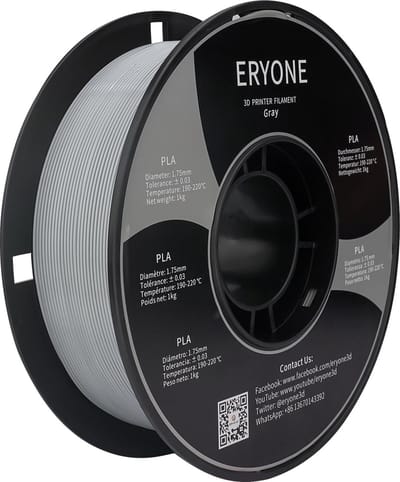 Eryone Standaard PLA Filament 1.75mm 1kg Voor 3D Printer en 3D Pen Grijs