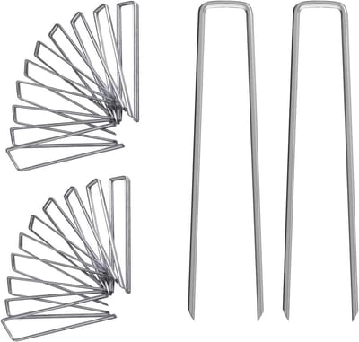 Tuinlandschap Nietjes - U-vormige pinnen - Gazon Vastzetten - Anti-roest Gecoat Staal - 15 cm - Zilver