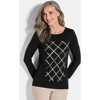 Jersey shirt met pailletten - zwart - Gr. 44 van Goldner Fashion