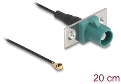 Delock Antennenkabel FAKRA E Stecker zu MHF® I Stecker 1,13 - 20 cm 2 vorgestanzte Löcher