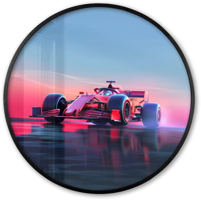 Poster in lijst Rond - Fotolijst 60x60 cm - Posters - Formule 1 - Race - Auto - Jongens - Ronde posterlijst zwart - Decoratie - Wanddecoratie woonkamer - Muurdecoratie slaapkamer
