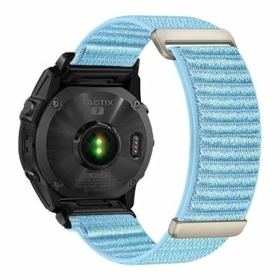 By Qubix - Geschikt voor Garmin bandje - 20mm Quickfit - Nylon Sport Loop bandje - Lichtblauw - Geschikt voor Garmin Fenix 7s/6s/5s / Instinct 2s / Epix Pro Gen 2 (42mm)