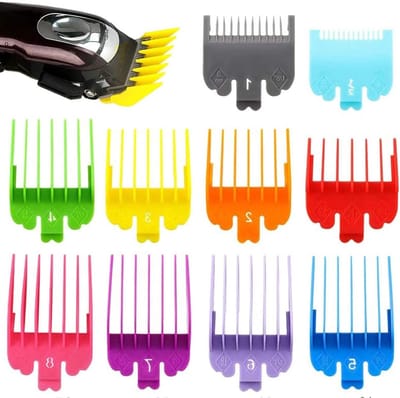 Opzetkammen Set - Geleidekammen Trimmer - Haar Knippen - Veilig & Flexibel - 10 Stuks - Gekleurd