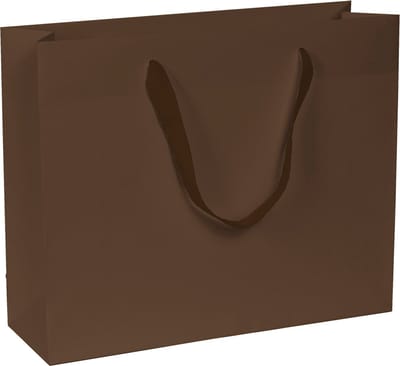 Papieren Tassen Donkerbruin - 24+8x20 cm - A5 liggend - Luxe lintjes - Bruin - Luxe Cadeautasjes - 20 Stuks
