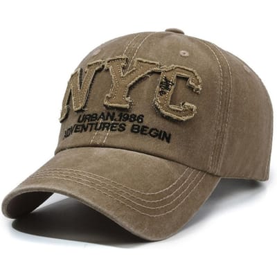 Retro Grote Letter Nyc Borduurwerk Baseballpet Vizier Gewassen Katoen Pet met Klep Verstelbare Casquette Voor Man Vrouwen gray