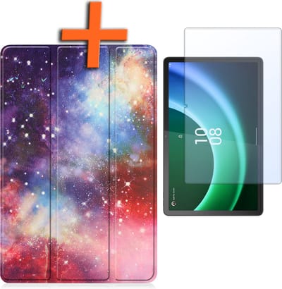 Hoesje - Geschikt voor Lenovo Tab P11 (2e / 2nd Generatie) - Met Screenprotector - Trifold Bookcase - Hard Cover - Hardcover Book Case - Tablet Hoes - Galaxy