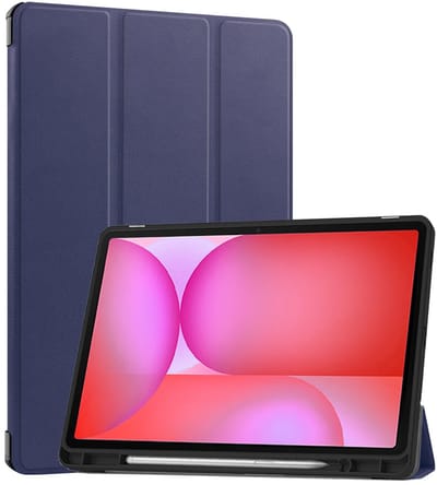 Hoes - Geschikt voor Samsung Galaxy Tab S10 FE - Dun & Stevig - Trifold Bookcase - Hard Cover Case - Met Uitsparing Geschikt voor S Pen - Hardcover Book - Tablet Hoesje - Donkerblauw