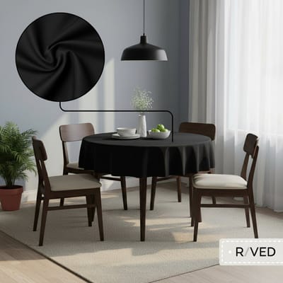 Raved Tafelkleed Ø160 cm - Rond - Zwart - Polyester - Kreukvrij - Wasbaar
