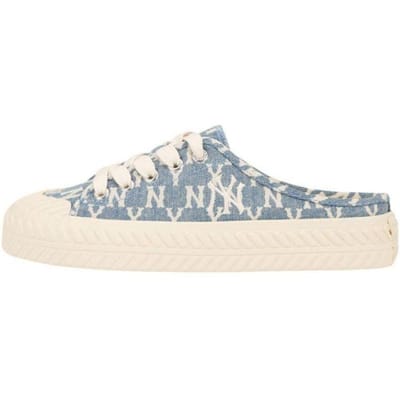 MLB Playball Mule Mono Denim Vetersluiting Slipbestendig Duurzaam Lage Top Canvas Schoenen Unisex sneaker Blauw 32SHSD111-50U 36.5 white
