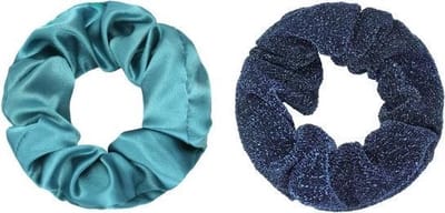 Scrunchie set van 2 | Blauw en glitter