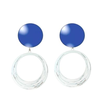 Clip oorbellen -Blauw -wit filigraan- lang- Geen gaatje- Charme Bijoux