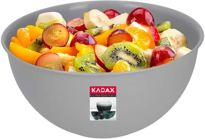 KADAX Kom van kunststof, slakom, stapelbare mengkom, plastic kom, keukenkom, ronde serveerschaal voor keuken, salade, deeg, vaatwasmachinebestendig (0,5 l, grijs)