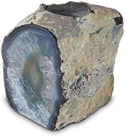 Mini Urn Kandelaar - As Urn Mini Asbakje - Symbolische Herdenking - Handgemaakt Natuursteen - H 12 cm - Turquoise