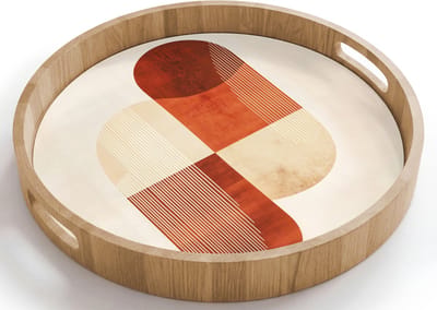 Dienblad rond 40x40 cm - Schootdienblad hout - Bogen - Beige - Vormen - Borrelplank rechthoek - Plateau houten dienbladen