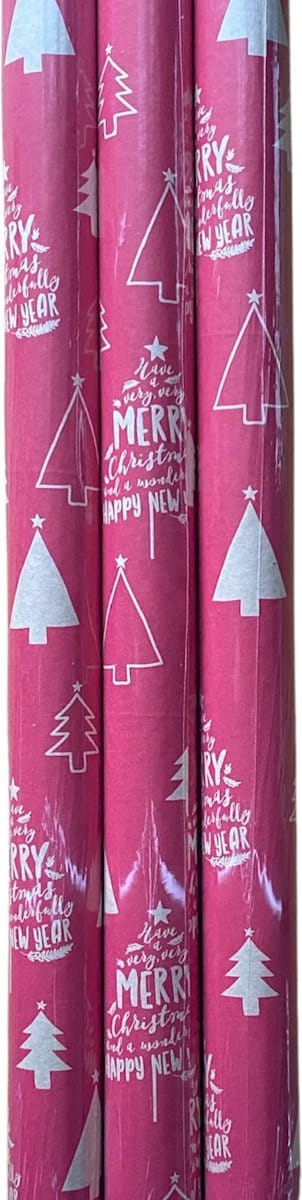 FESTIVE GIFTS Inpakpapier - Cadeaupapier - 200 x 70cm - 3 rollen - Kerst - Luxe Cadeauverpakking - ROOD