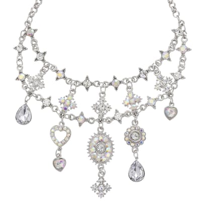 Behave – Statement Ketting – Zilverkleurig Transparant – Luxe Kristallen – Glamour Look