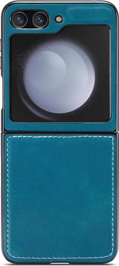 Hoesje geschikt voor Samsung Galaxy Z Flip 5 - Back Case Leer Slimline Blauw