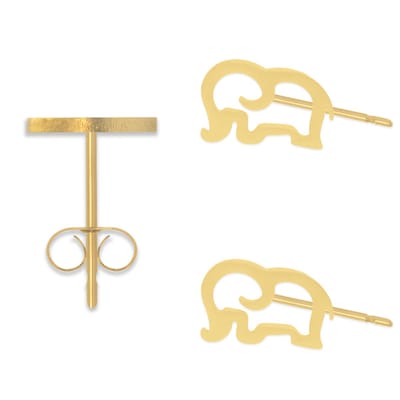 Cadeau Oorbellen met Olifant - Roestvrij Staal - Goudkleurig - Cadeau Sieraad op Kaartje - Pax Amare