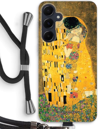 Case Company® - Hoesje met koord geschikt voor Samsung Galaxy A55 hoesje met Koord - Der Kuss - Telefoonhoesje met Zwart Koord - Bescherming aan alle Kanten en Over de Schermrand