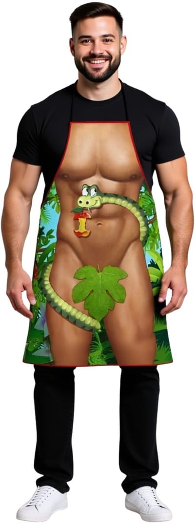 Partychimp BBQ schort Barbecue schort Grappig Schort Adam Schort Cadeau BBQ Schort Cadeau - 80 x 56 cm - Polyester