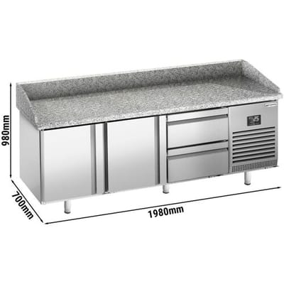 GGM Gastro Pizzakühltisch Premium PLUS - 1980x700mm - mit 2 Türen & 2 Schubladen
