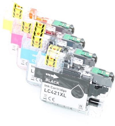 ABC huismerk set 4x inkt cartridge geschikt voor Brother LC421XL LC421XLVAL geschikt voor DCP-J1050DW DCP-J1140DW MFC-J1010DW