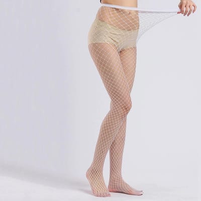 1 Stuks Lichtgevende Gloeiende Visnet Sokken Glow In The Dark Netkousen Leggings Voor Vrouwen Lichtgevende Kousen Panty wit