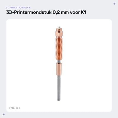 Dailygoods- 3D-printermondstukken 0,2 mm - Totale lengte 65,4 mm - Compatibel met K1 Max/K1C - Volledig metalen nozzle - Hittebestendige demper - Eenvoudige installatie en vervanging