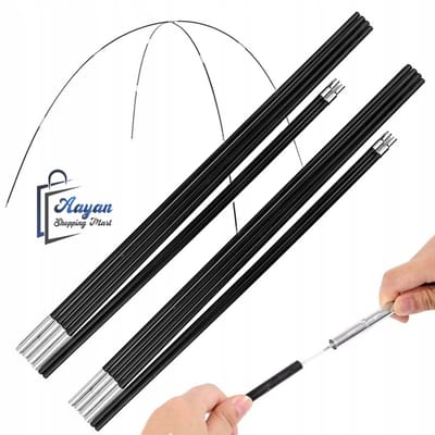 Fiberglas Tentstok Reparatie Set 2 Stuks – tentstang 8 mm – Opvouwbare Tentstangen 340 cm voor Kampeertenten – tent accessoire camping – tent frame stokken – fiberglas tentstok – opvouwbare tentstangen – zwart – 59044