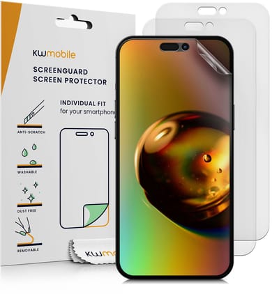 kwmobile Set of 3 Screen Protectors Compatible with Apple iPhone 16 Plus - Anti-Glare Anti-Fingerprint Display Films - Matte